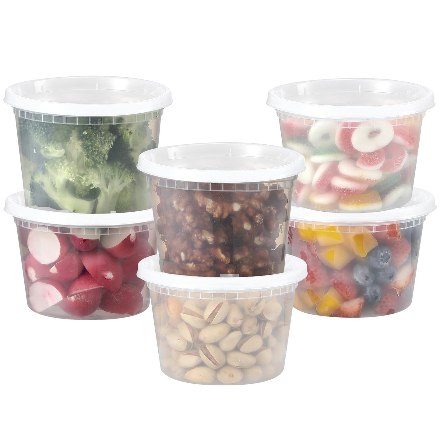 AOZITA 64 Sets 16 oz Plastic Deli Containers With Lids, Airtight Food Storage Containers, Freezer/Dishwasher/Microwave Safe, Takeout Meal Prep Storage