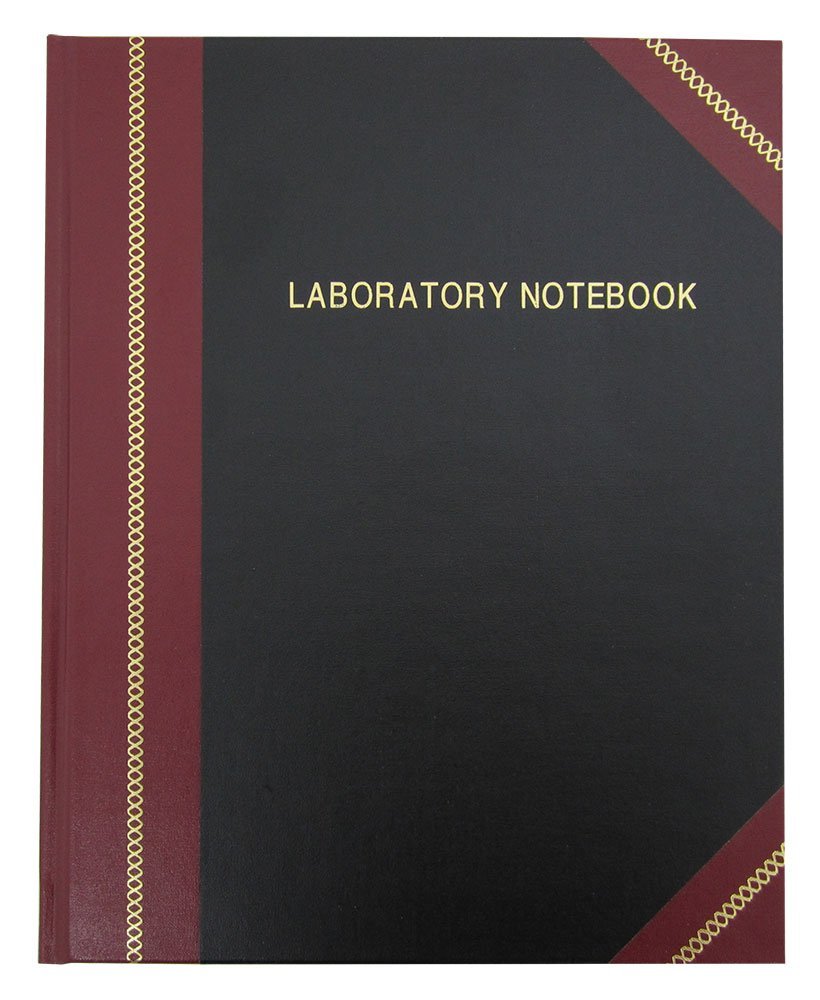 BookFactory Lab Notebook Laboratory Notebook - Professional Grade - 168 Pages, 8'' x 10'' (Ruled Format) Cover is Black and Burgundy Imitation Leather, Section Sewn Hardbound (Made in USA)