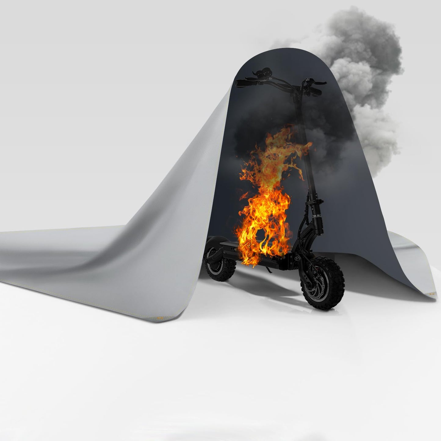 FLASLD Fireproof Lithium Battery Cover, Fastest & Simplest Way to Isolate and Extinguish Small Fires, Fire Blanket for E-Scooter and E-Bike (59×59 inch - Grey)