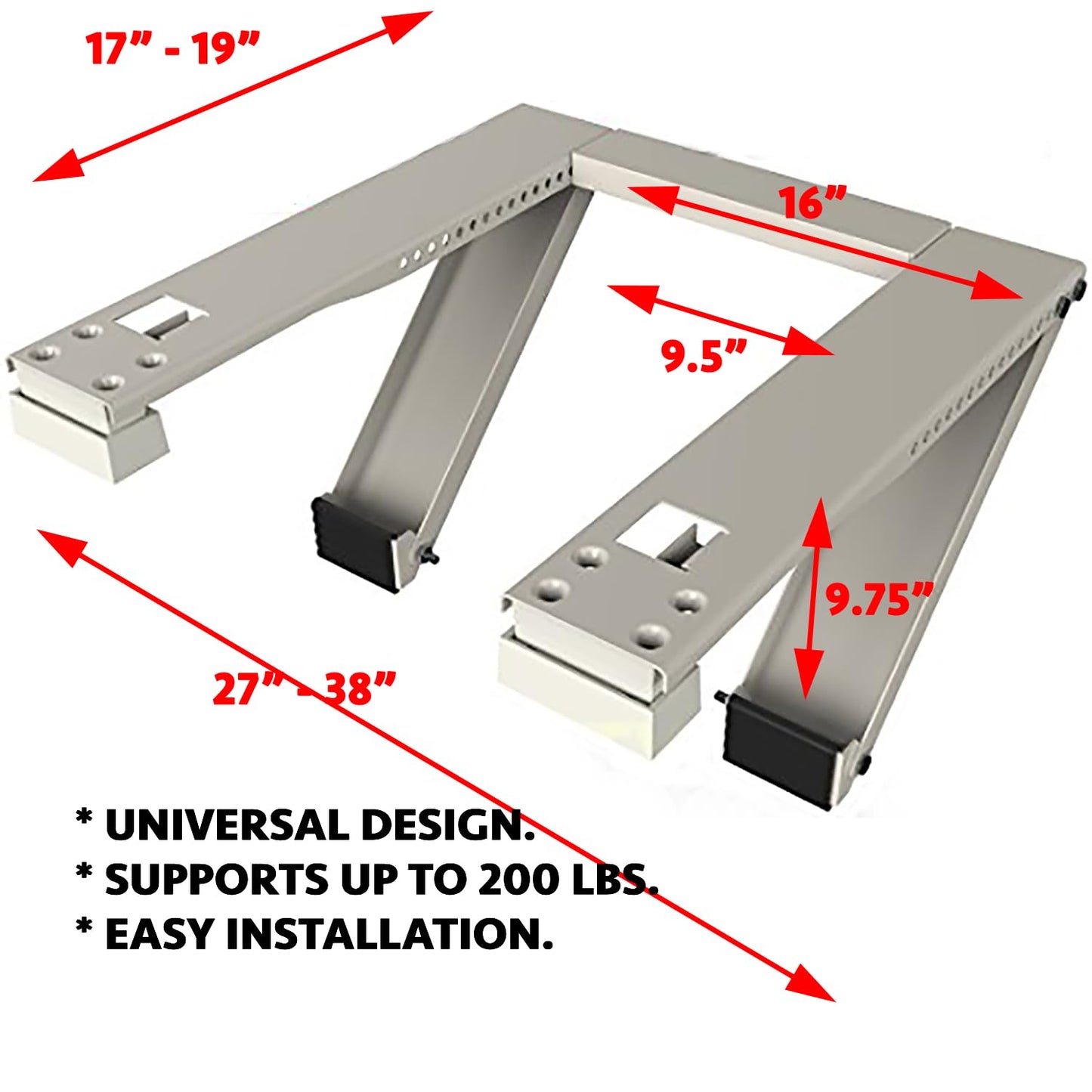 Alpine Hardware American Owned Universal Window Air Conditioner & Heat Pump Bracket Heavy-Duty Window AC Support-Support Air Conditioner Up to 180lbs for 12000 BTU AC to 24000 BTU AC Units Heavy Duty