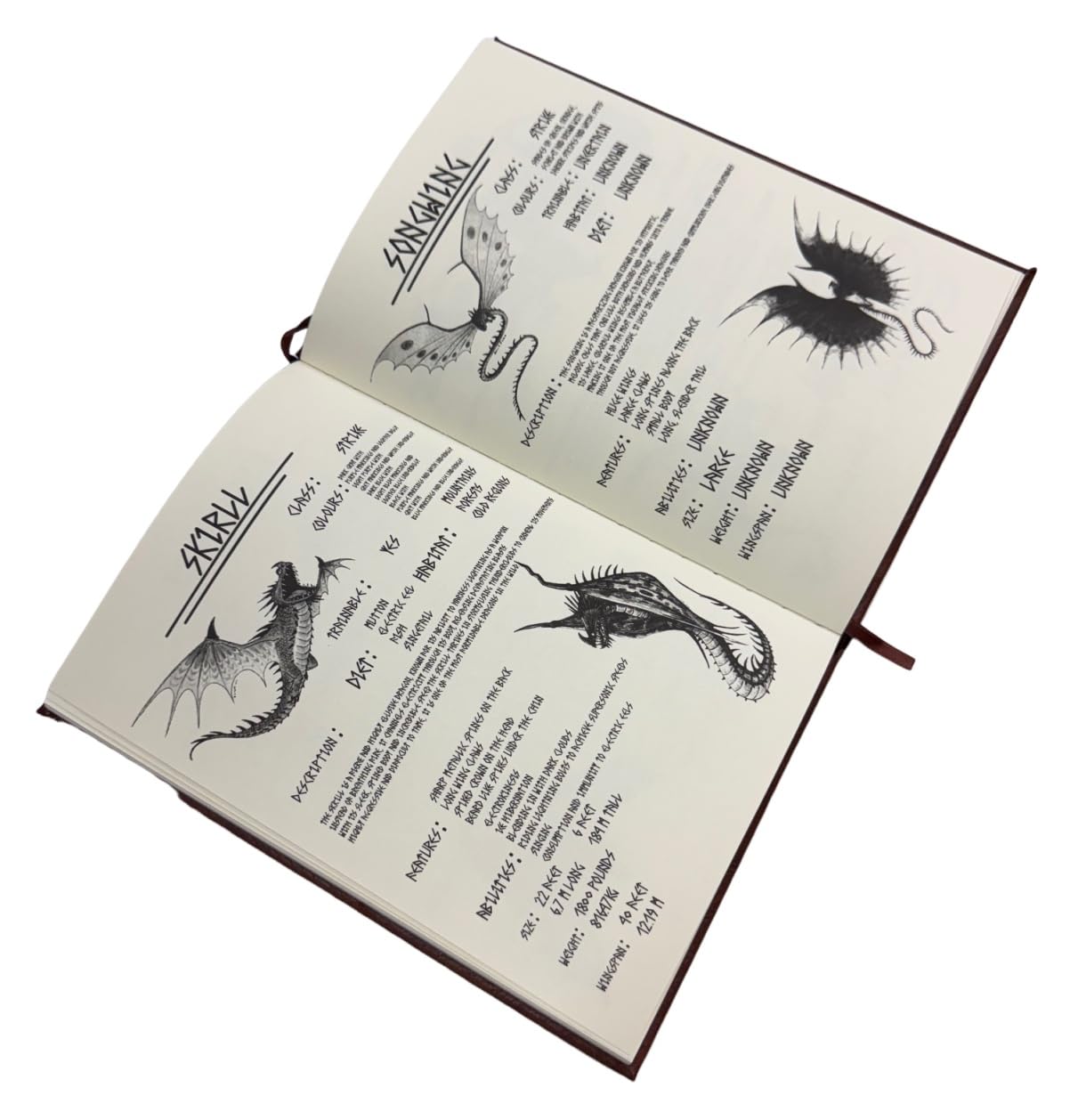 Costumeteers Bork the Bold Dragon Manual Replica Book Viking Fantasy Cosplay Berk Journal Prop HTTYD Faux Leather Cover Printed Pages Brown