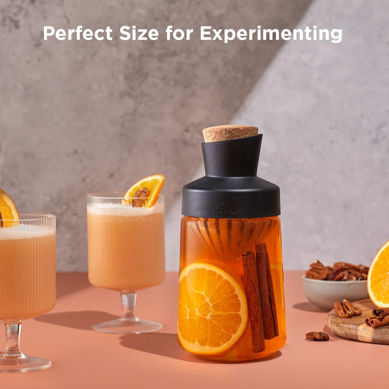 Rabbit Liquor Infusing Decanter | 20 oz Alcohol and Spirits Infuser Kit with Integrated Filter Basket | Perfect for Custom Cocktails and Gifts