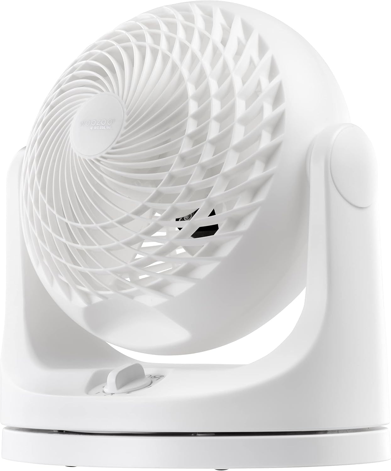 IRIS USA WOOZOO Desk Fan, Oscillating Air Circulator, 3 Speeds, 36ft Max Air Distance, 244ft² Coverage, 112° Adjustable Vertical Tilt, 29db Quiet Motor, Small Fan for Bedroom, Office, Dorm, White