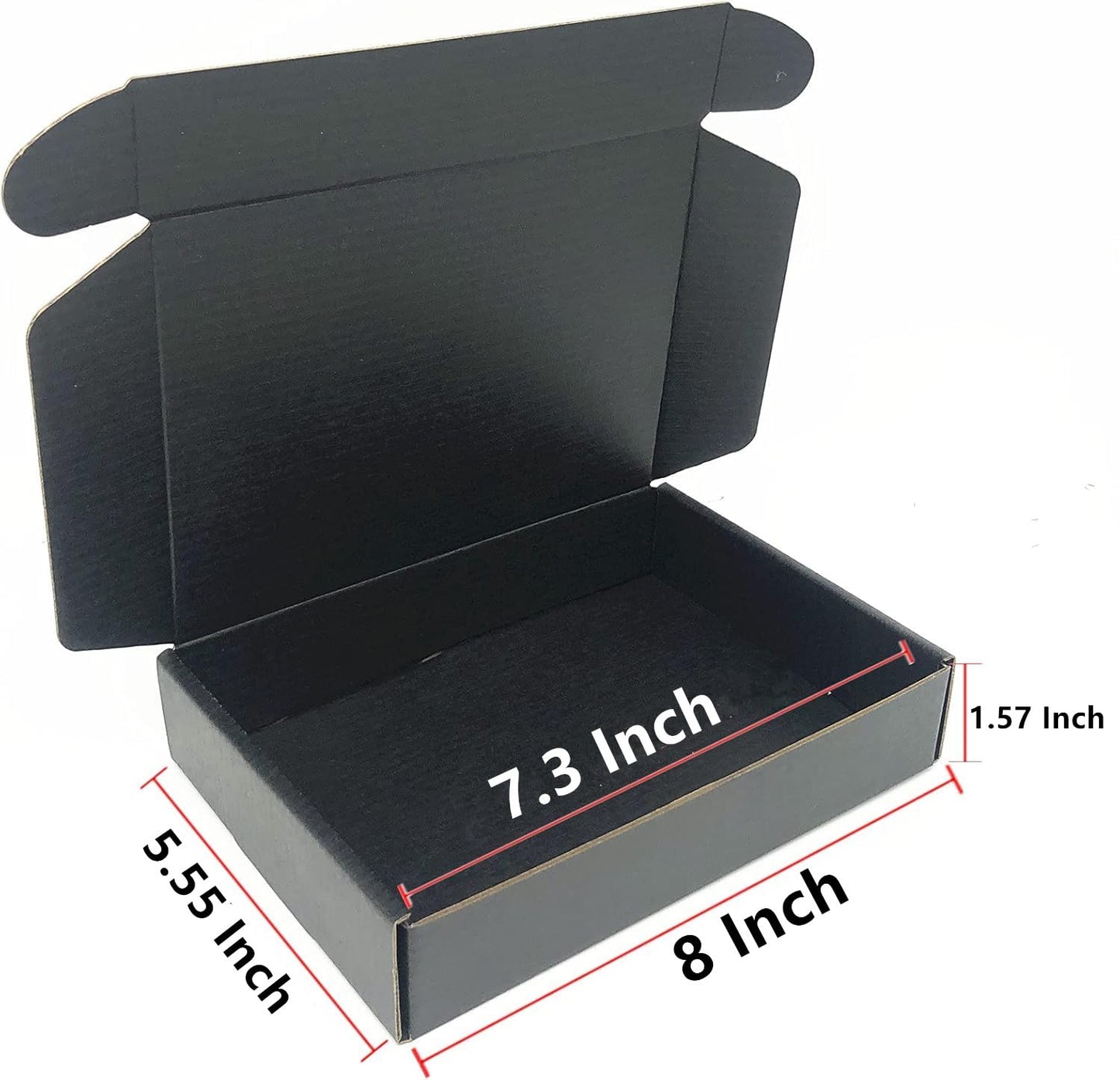 Black Cardboard Shipping Box Mailers 8 x 5.55 x 1.57 Inch Corrugated Packaging Storage Boxes 48 Pack (Inside Size: 7.3 x 5.4 x 1.4")