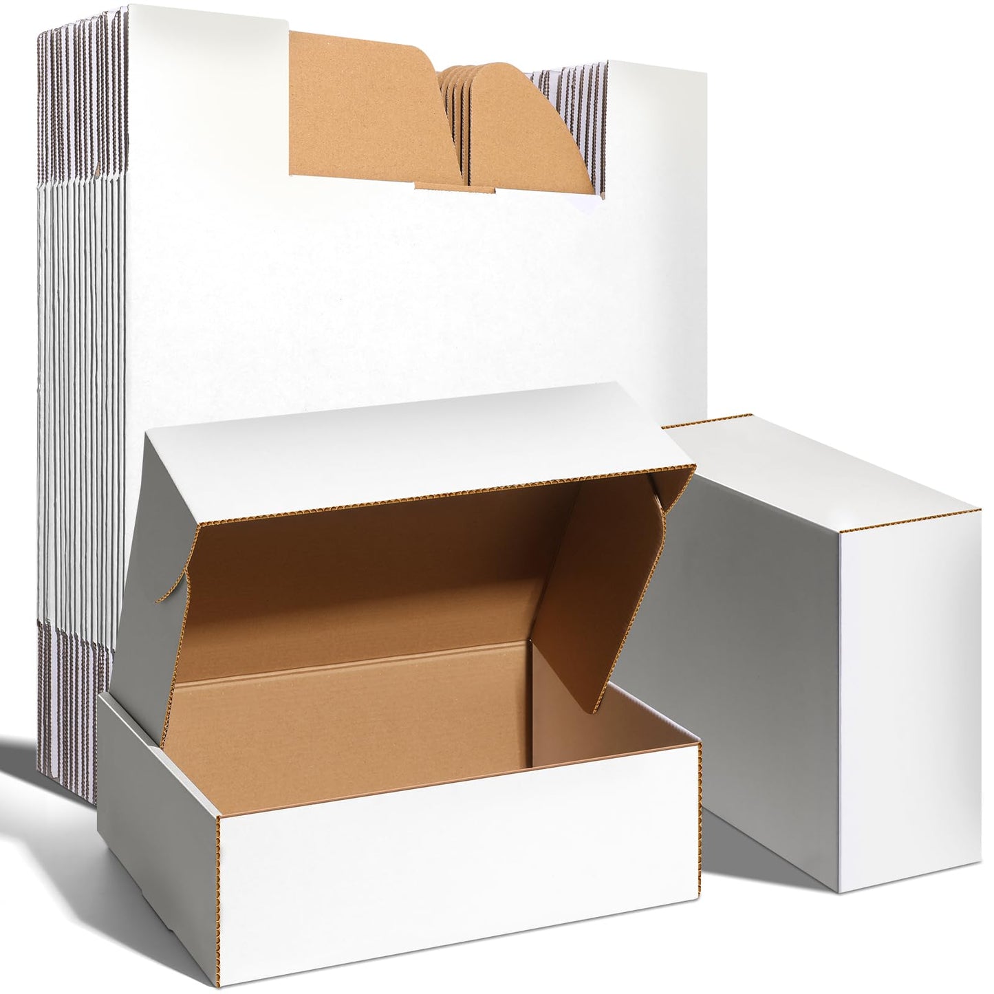 PACKKA 12x9x4 inches Shipping Boxes Set of 20, White Corrugated Cardboard Boxes Literature Mailer Boxes Gift Boxes Small Boxes for Shipping Wrapping Mailing Packaging Small Business