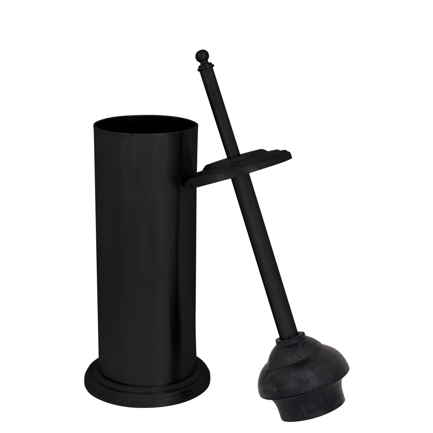 Bath Bliss Trash Can, Toilet Brush and Plunger 3 Piece Bathroom Set in Matte Black