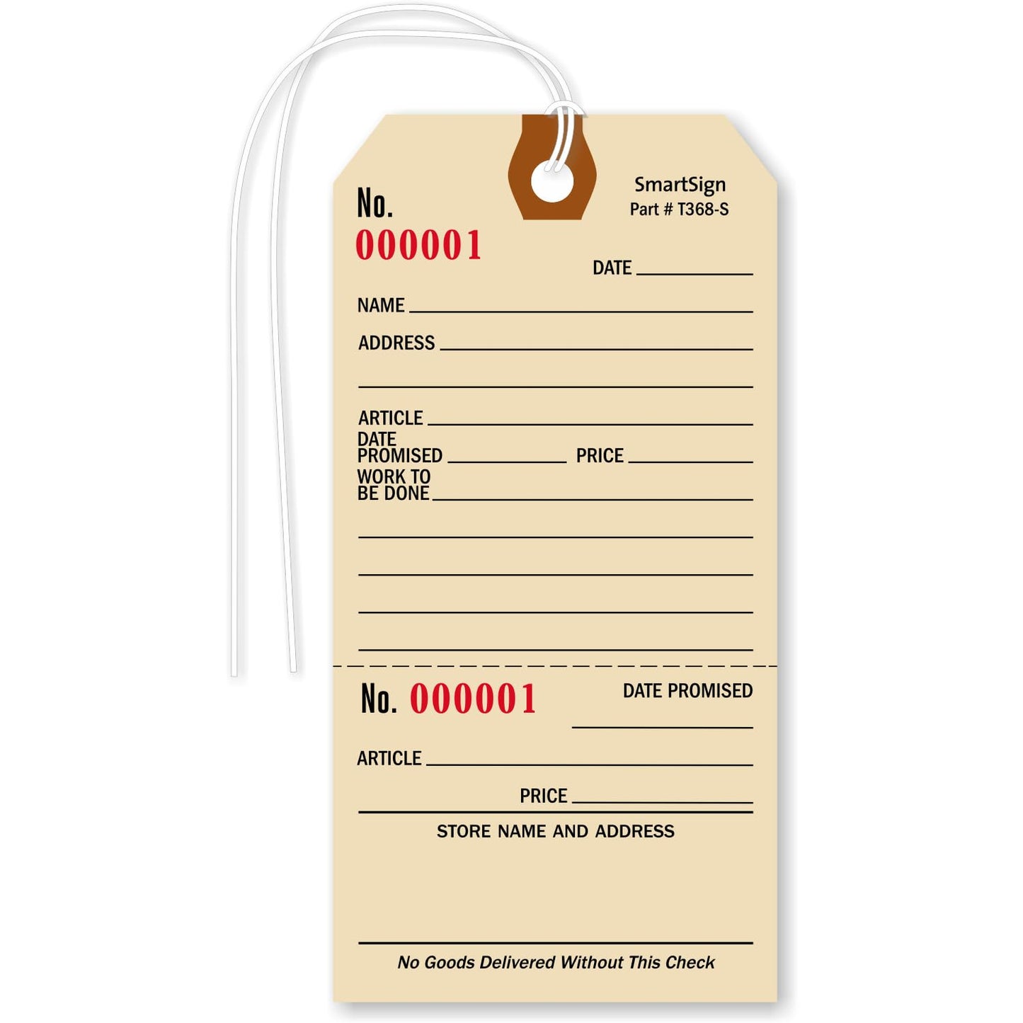 SmartSign Pack of 1000 Repair Tags with Attached String | 2.625" x 5.25" Manila Cardstock