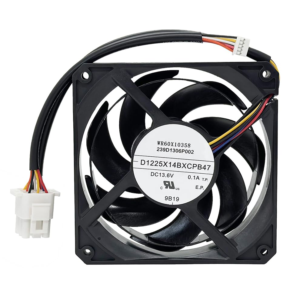 JFQWLE WR60X10358 Fan Condensor for GE Refrigerator Replaces WR60X10339, Fit for CFE28TSHBSS CFE28TSHCSS GFE29HS etc. DC 13.6V 0.1A Freezer Evaporator Fan