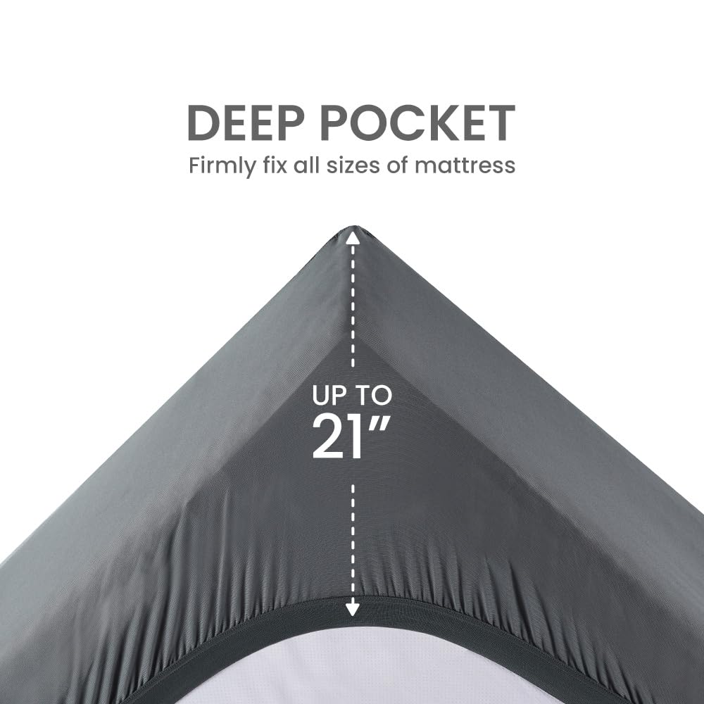 SLEEP ZONE King Mattress Topper, Cooling Mattress Cover for hot Sleepers, Premium Zoned Cool Mattress Protector Breathable and Washable, Deep Pocket (Grey, King)