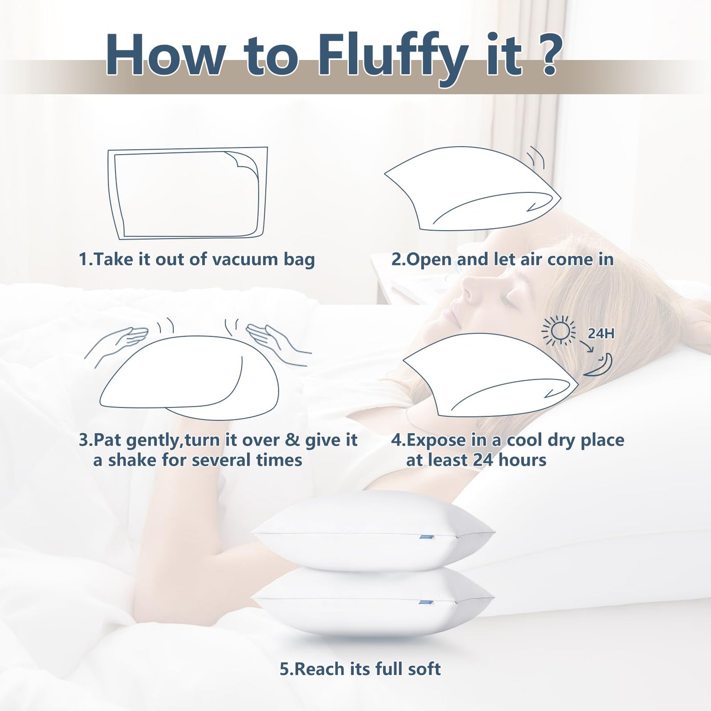 CozyLux Soft Supportive Bed Pillows for Side and Back Sleepers, Oeko-Tex Certified Down Alternative Filling, Hotel Quality Fluffy Sleeping Pillow, White, Standard - 18" x 26", 4 Pack