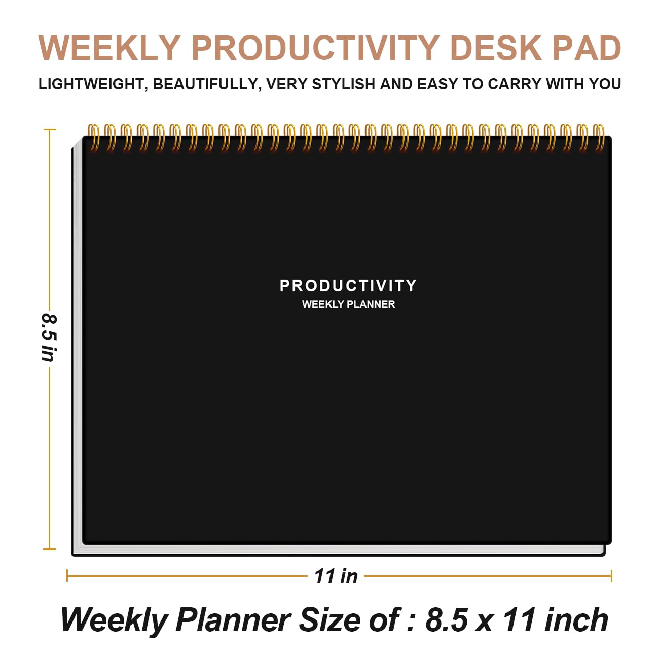 (3-Pack) Weekly Productivity Planner - 8.5" x 11" Dashboard Desk Notepad Has 6 Focus Areas to List Tasks for Goals, Projects, Clients, Academic or Meal-Organize Your Daily Work Efficiently, 54 Weeks