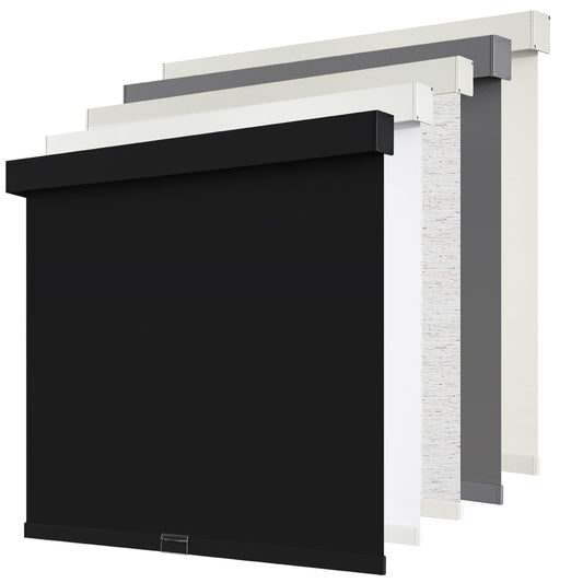 SUNOFF Cordless Blackout Roller Shades Blinds for Windows Free-Stop,Pull Down Room Darkening with Valance,Thermal Insulated Woven Fabric Window Door Blinds for Home,Office,Black 34" W x 72" H