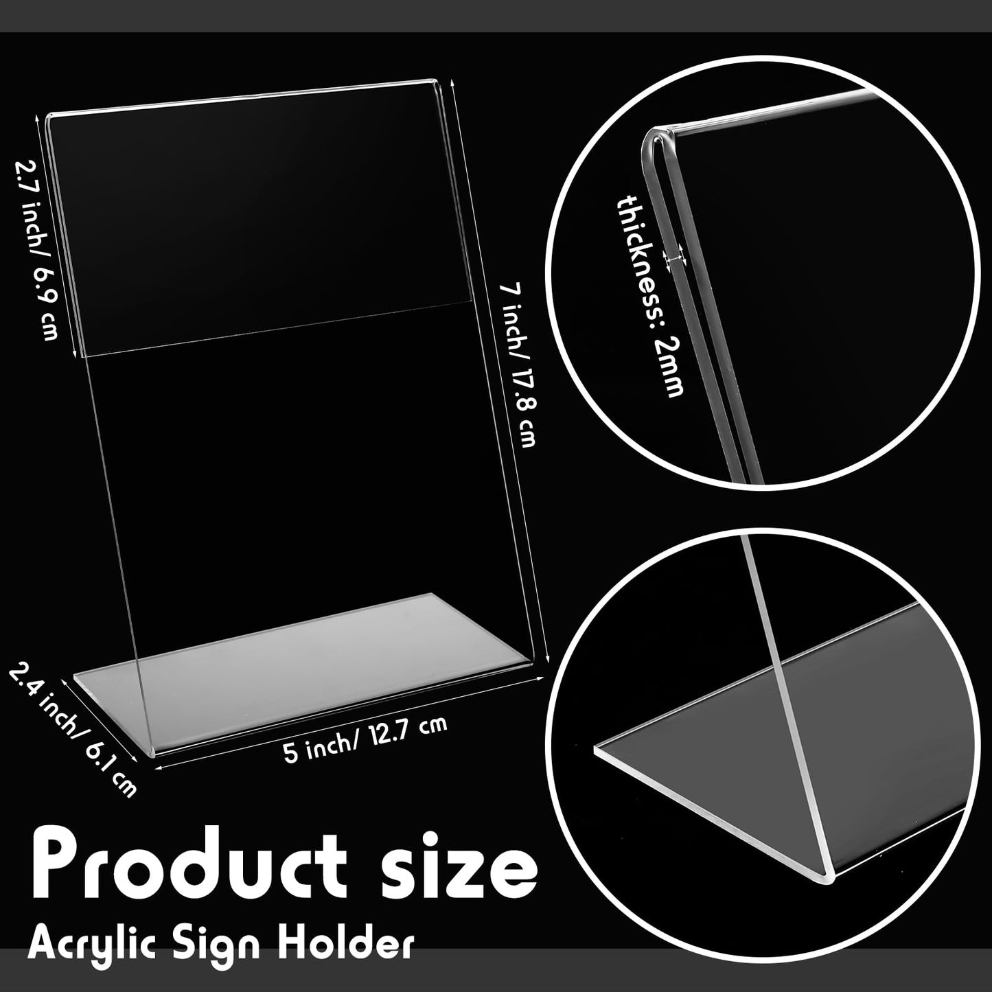 Vicenpal 40 Pcs 5 x 7 Inch Acrylic Sign Holder Acrylic Picture Frames Plastic Picture Flyer Holder l Shaped Photo Frames Self Standing Desktop Table Signs for Office, Store, Restaurant, Vertical