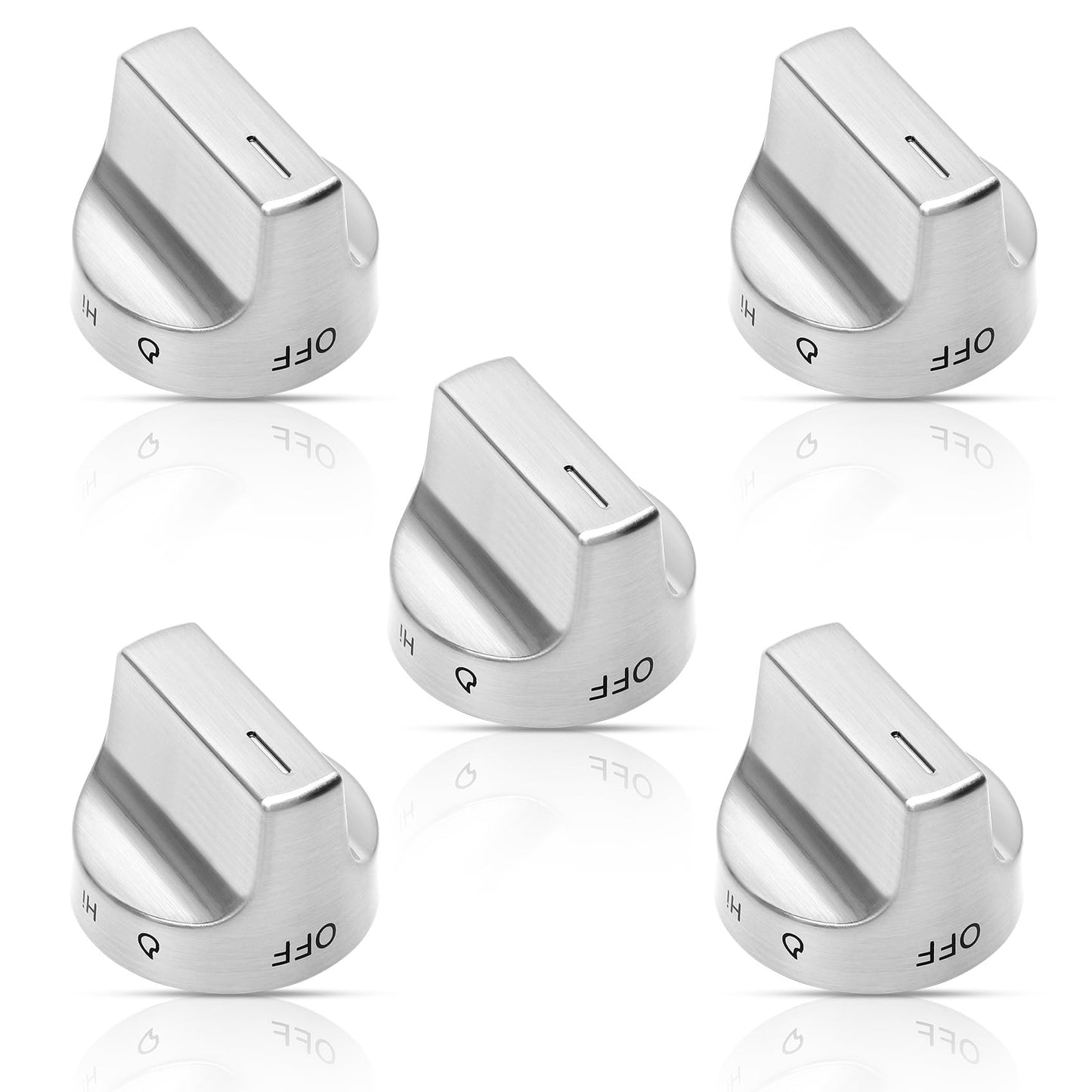 Stainless Steel W11159630 Stove Knob Compatible with Whirlpool Stove Parts,W11159630 Gas Range Knob Replacement W11023139,W11159630 Stove Top Knobs 5 Pcs
