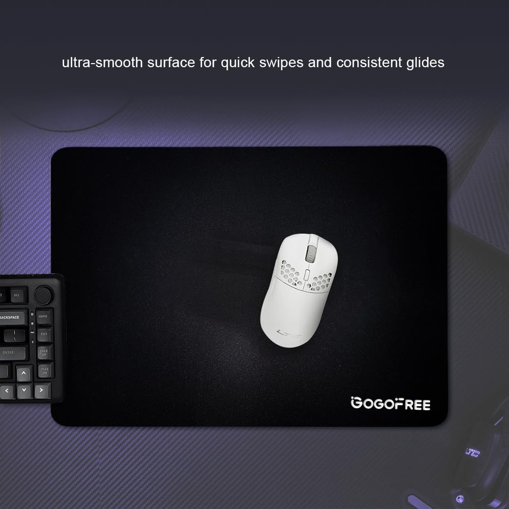 gogofree Glass Mousepad for Gaming, Ultra Smooth Mouse Mat with Hard Surface, Tempered Glass Mouse Pad Precision Speed Control for Games and Office (Black, 19.7" L x 15.7" W)