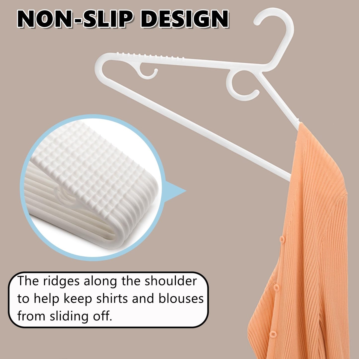 Amber Home 36 Pack Heavy Duty Plastic Hangers, Non-Slip White Clothes Hangers with Pants Bar, Thick Plastic Hangers for Closet Organization, Suit, Shirt, Coat & Jacket