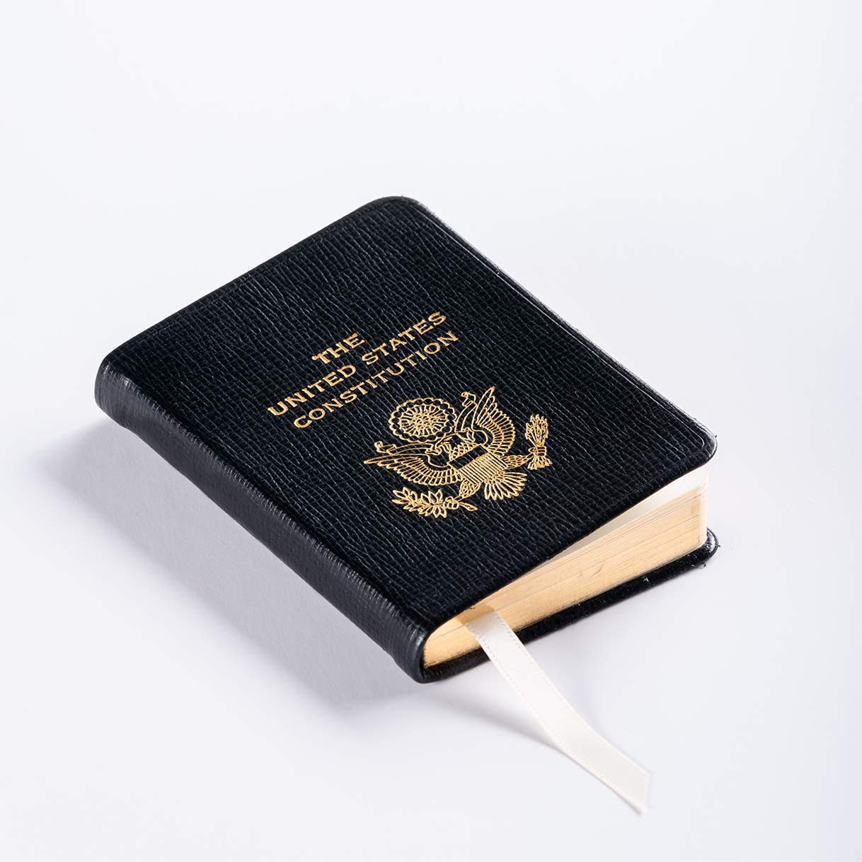 Graphic Image United States Constitution, Mini Size, Genuine Leather, Embossed American Eagle, Black (2.75" x 3.75") - Published and Bound in the USA