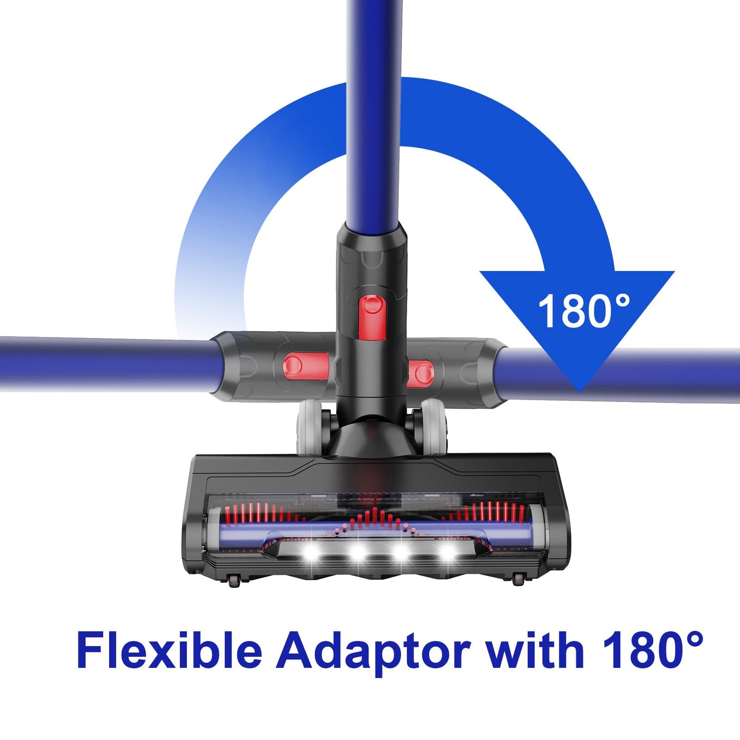 Updated Motorized Brush with Headlights for Dyson V6 Series DC59 DC62 Vacuum Cleaners,Two Rollers Replacement Head of Soft & PP Bristles Roller, Motorhead Attachment for Wood Floor, Carpet Cleaning