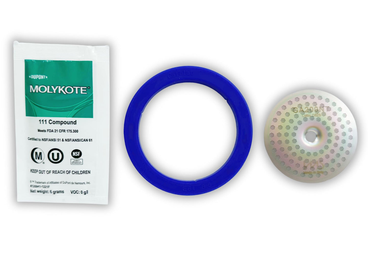 Kit Made for Gaggia. IMS Precision Nanotech Shower Screen GA200NT, Cafelat 8.5mm Gasket, Grease Molykote 111