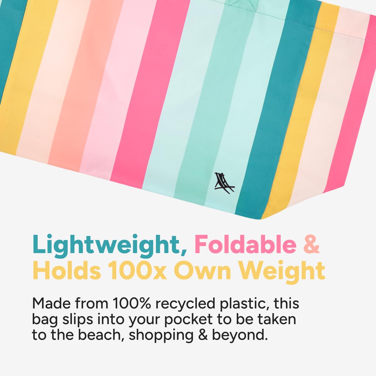 Dock & Bay Everyday Beach Tote Bag - Reusable Beach Handbag & Shopping Carrier - Summer - Coastal Candy