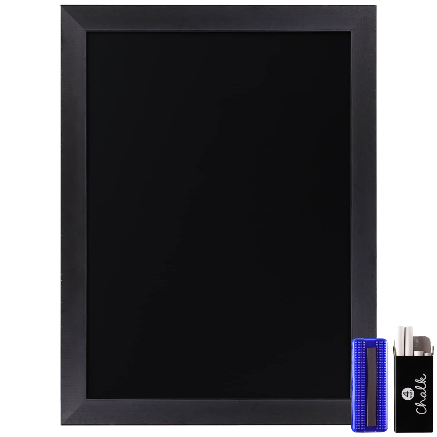 HBCY Creations 18" x 24" Rustic Black Solid Wood Frame Wall Chalkboard, Magnetic Surface, Home Décor, Restaurant & Café Menus, Blackboard, Includes Chalk, Eraser & Hanging Hardware