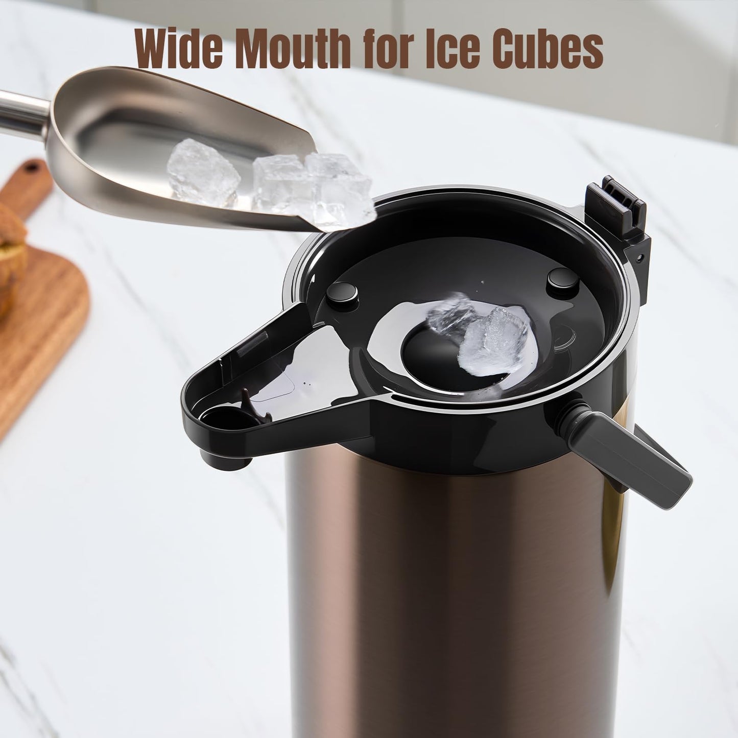 PARACITY Upgraded Airpot Coffee Carafe with Double Pump, Stainless Steel Drink Dispenser for Hot/Cold Beverage with Lazy Susan Base, Coffee Termos Para Cafe for Hot Cocoa for Parties