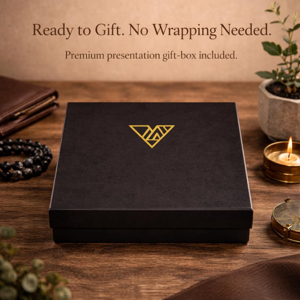 Journal & Pen Set for Men | Guided Mindfulness Journal with Brass Pen | 13-Week Self Mastery System for Gratitude, Reflection & Self Improvement | A5 Vegan Leather | Premium Gift Box