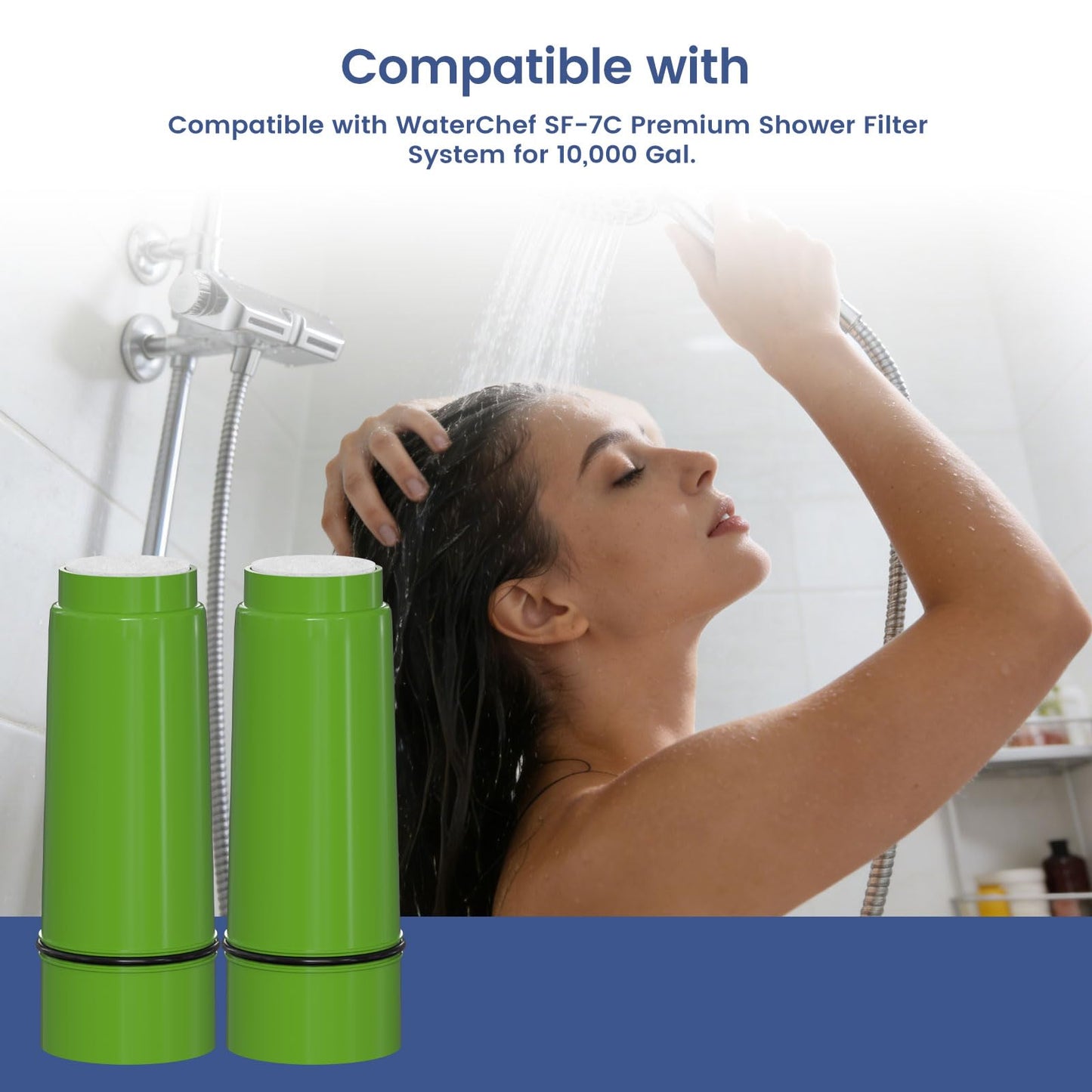 RCSF-7 Shower Filter Replacement Cartridge Compatible with WaterChef SF-7C Premium Shower Filter System for 10,000 Gal. 2 Pack