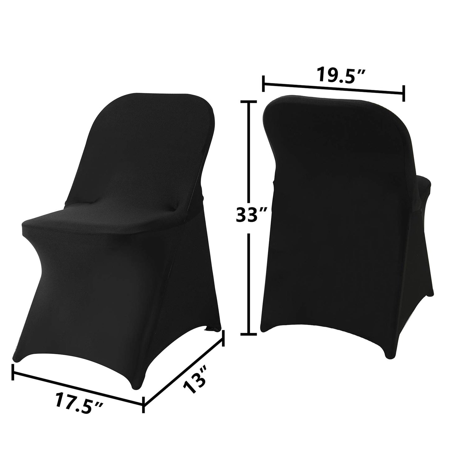 20 Pack Black Spandex Folding Chair Covers in Stretch Washable Fabric for Wedding, Party,Holidays,Celebration and Other Special Events