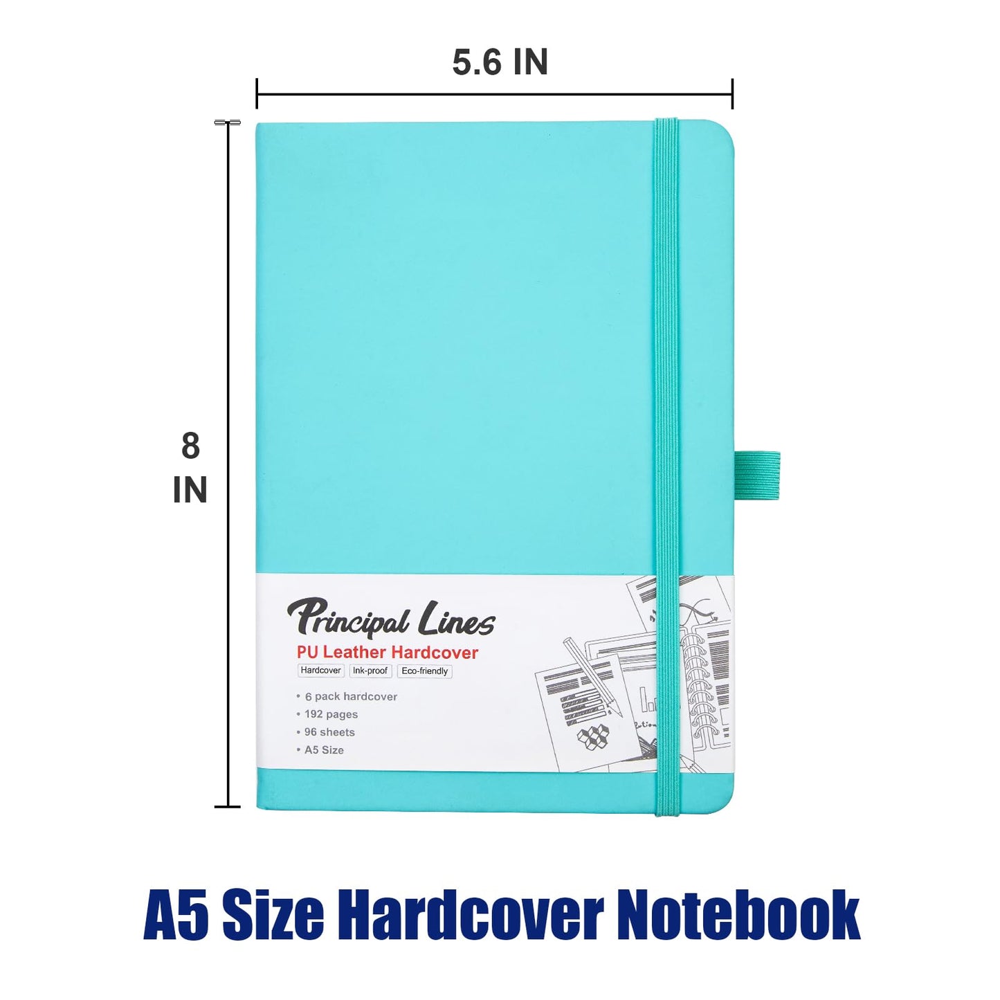 Principal Lines 12 Pack Lined Journal Notebook - A5 Hardcover Notebooks 192 Pages, 100 GSM Thick Paper Journal, 8.3 x 5.7 inches, Journals for Writing, School Supplies, Office Supplies
