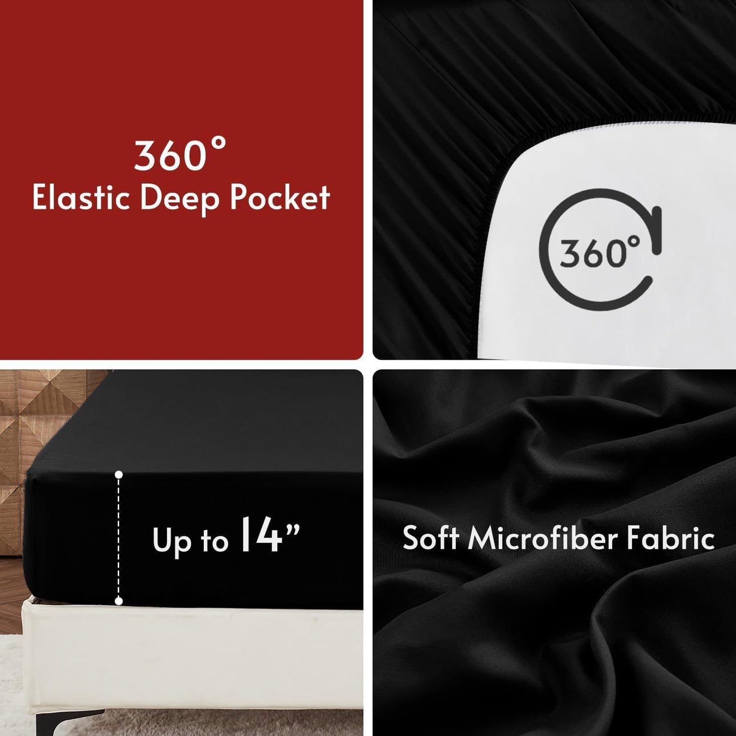 MUXHOMO 7 Pieces Full Comforter Set, Reversible Bed in a Bag Full Size, All Season Bedding Set with Comforter, Flat Sheet, Fitted Sheet, Pillowcases & Shams, Red & Black