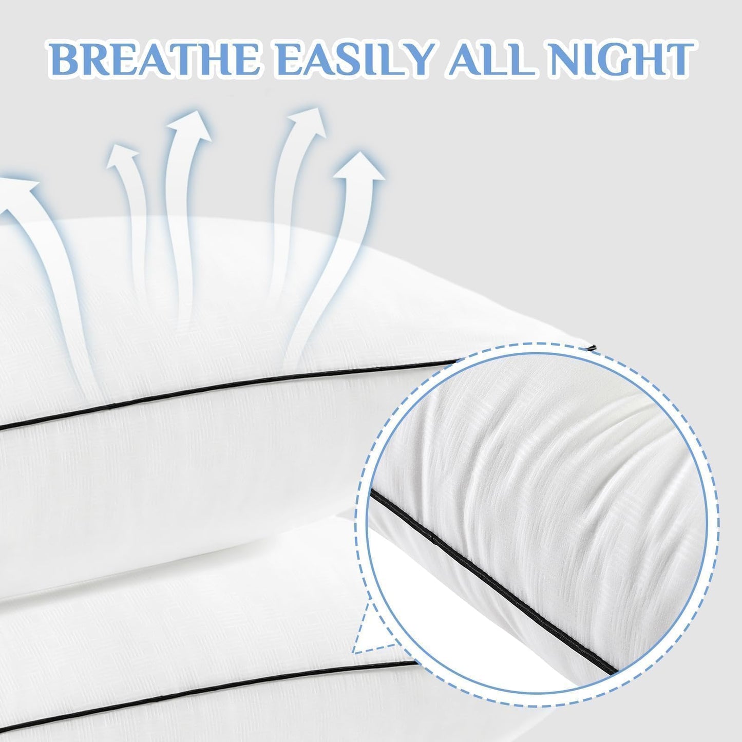 JOLLYVOGUE King Size Pillows Set of 4, Collection Bed Pillows for Sleeping, Hotel Quality Pillows for Side, Back and Stomach Sleepers, Soft and Supportive Oeko-Tex Certified Down Alternative Filling