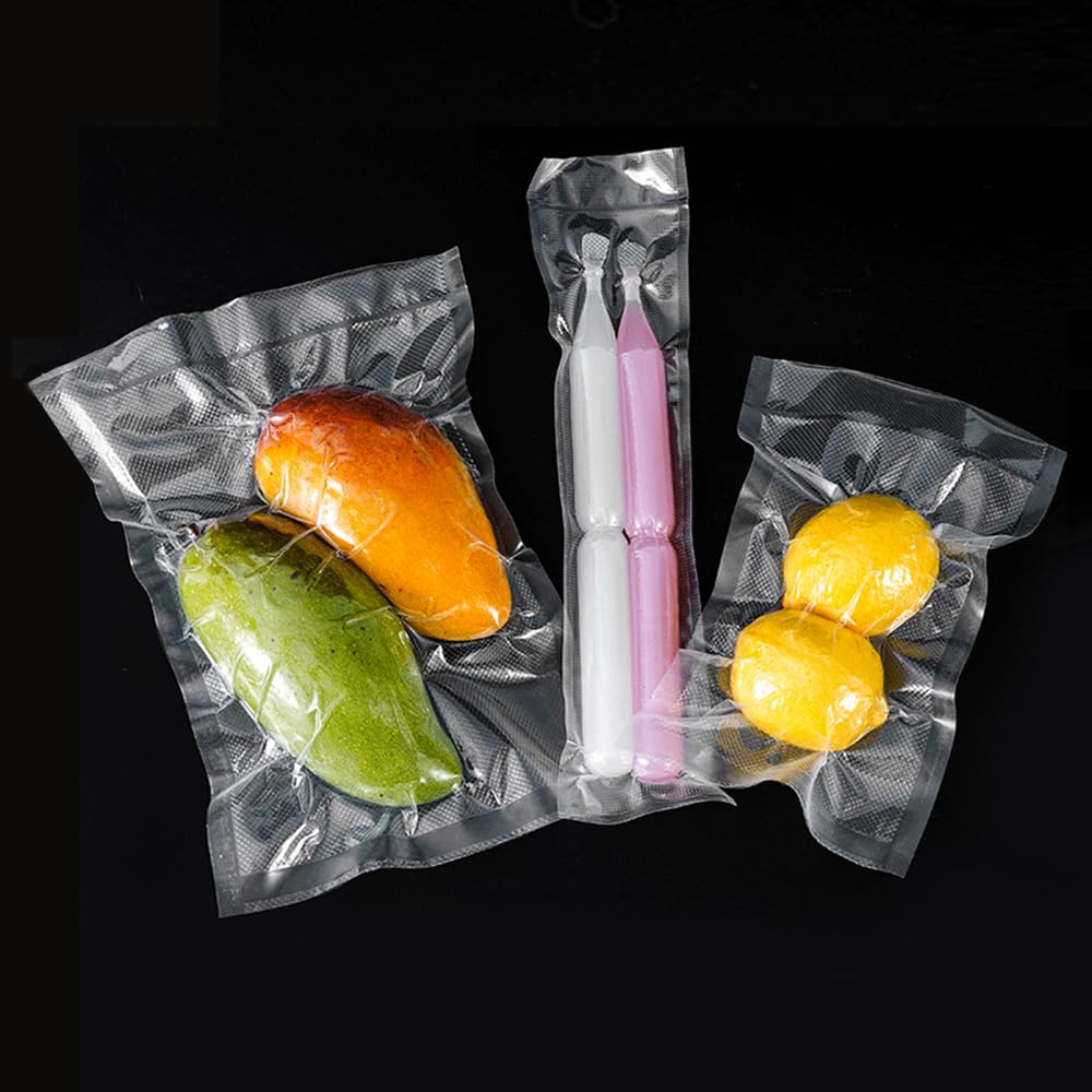 MITOB 500 Pack Clear Vacuum Bags 1.57x5.9 inch (Inside Size 1.18x5.5 inch) for Food Saver Flat Open Top Embossed Vacuum Sealer Bag Food Storage Packaging Pouch with Tear Notch