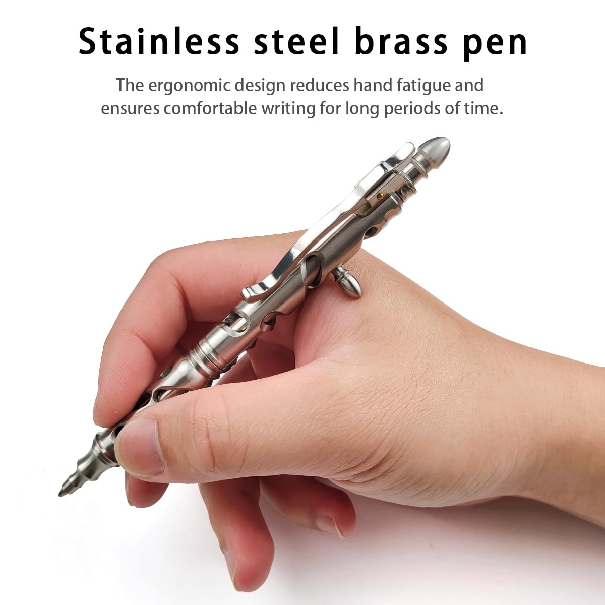 Dr. Metalleung Heavy Duty Stainless Steel Bolt Action Pen - Retractable EDC Pen with Keychain, Refillable Ink, Smooth Writing for Office & Gifts
