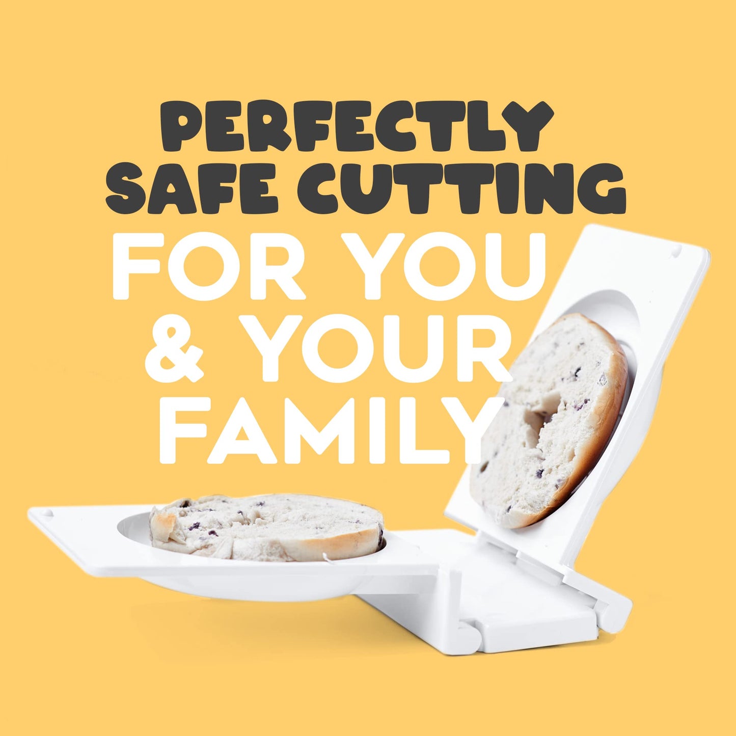 Halve Your Bagel - Bagel Slicer, Durable Kitchen Gadgets. Bagel Cutter with Knife for All Bagel Sizes, Dishwasher-Safe Bagel Cutter Slicer for Home, Bakeries, Coffee Shops, & more. (White)