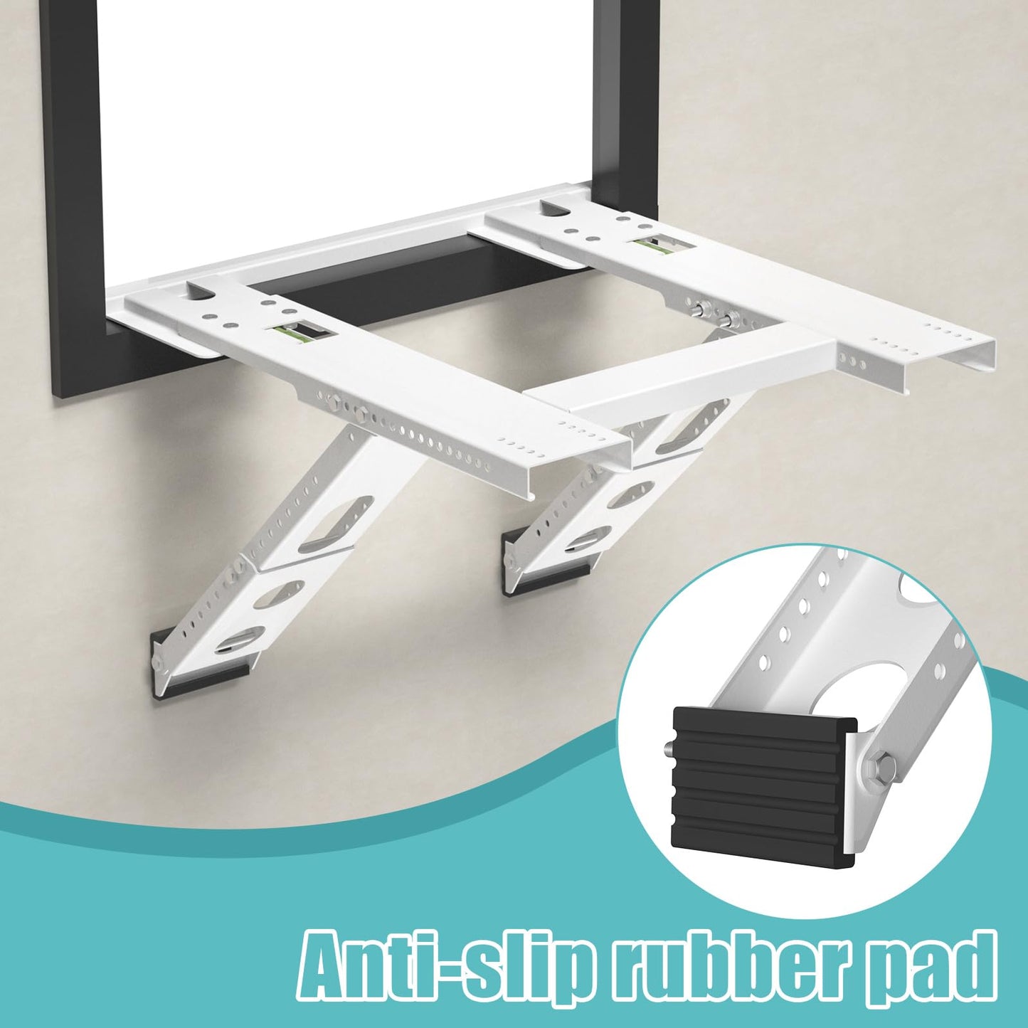 Air Conditioner Support Bracket, Adjustable Window Air Conditioner Bracket, No Drilling Heavy Duty AC Brackets for Windows