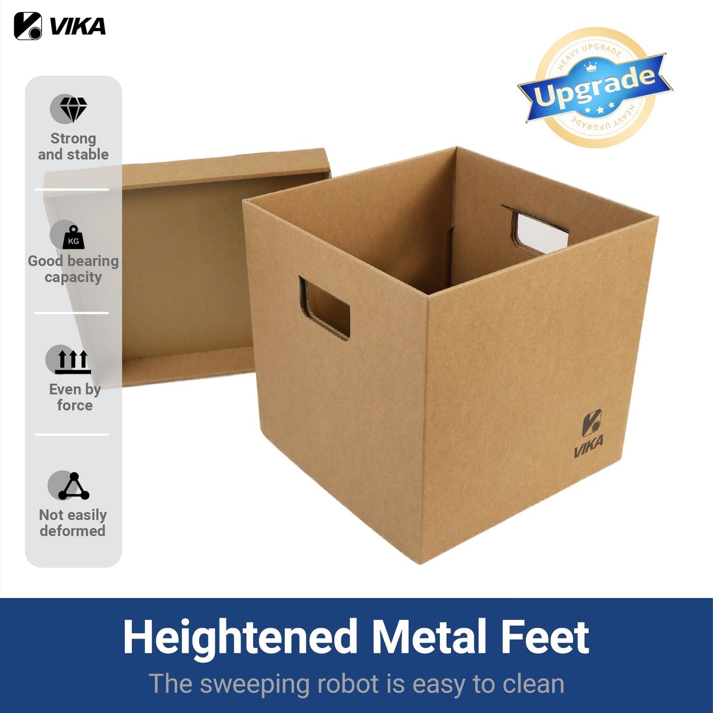 Vinyl Record Storage Box & Moving Box – Sturdy Cardboard with Removable Lids and Handles, Holds 60 Records/Laser Discs Each - Set of 4 Boxes (Kraft)