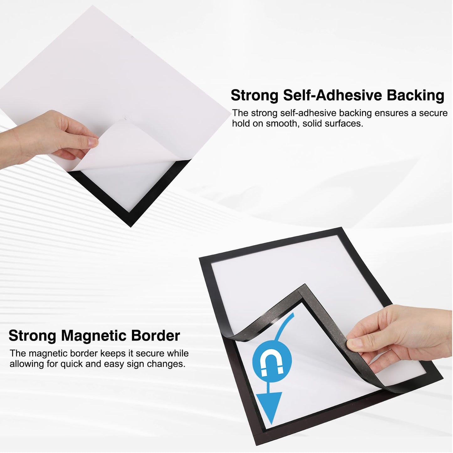 MFoffice Self-Adhesive Magnetic Document Sign Holder 8.5X11'',Black,Pack of 10