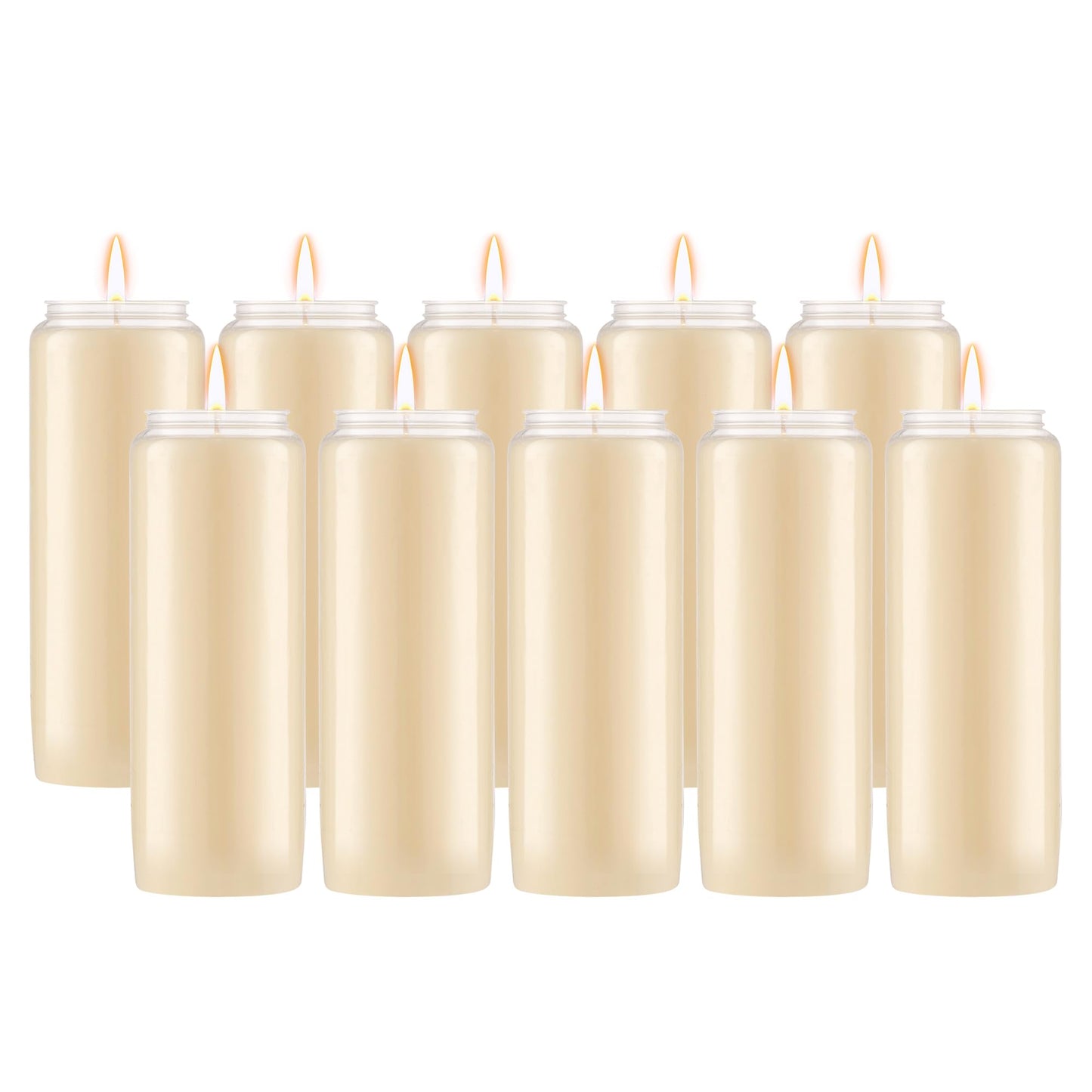 Lerner 9-Day Memorial Candles, 10 Pack, 7” Pillar Prayer Candle in Plastic Jar, Long-Lasting Smokeless Clean Burning Mourning & Shiva Candle for Vigils, Church, Emergencies, Jewish Yahrzeit Candles