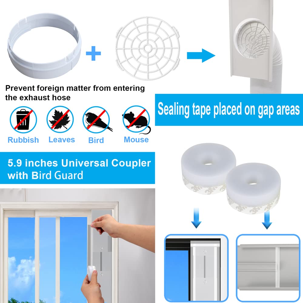 NWESTUN Portable Air Conditioner Sliding Door Vent Kit, 2024 New Upgrade Portable Air Conditioner Window Kit for Sliding Door, Max length 90inches, Ac Vent Kit for Exhaust Hose with 5.9"/15cm Diameter