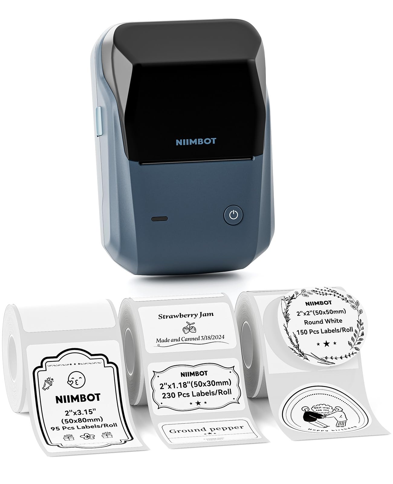 NIIMBOT B1 Label Maker Machine, Thermal Label Printer Easy to Use for Office, Home, Business, Came with 3 Roll White Labels(Blue)