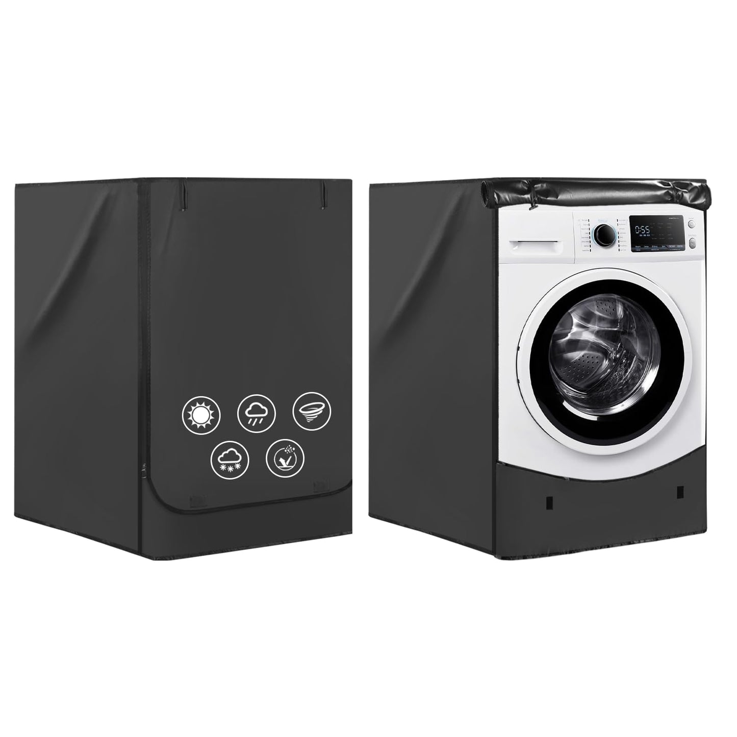 Washer and Dryer Covers 2PCS,Heavy Duty 420D Oxford Washer Dryer Cover for Front-Loading,Washing Machine Cover with 2 Waterproof Zippers and 3 Windproof Buckles