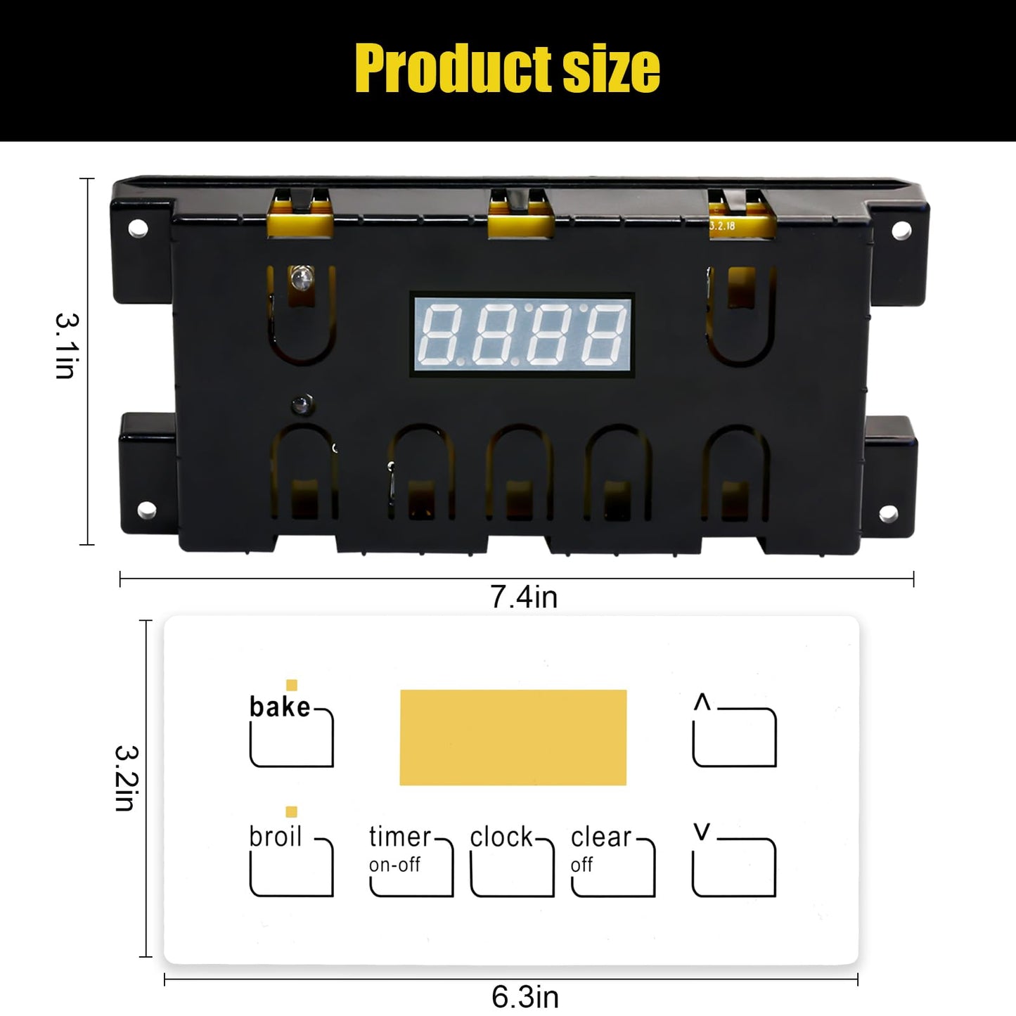 316455410 Range Oven Control Board for Electrolux Kenmore, Gas Range 7 Button Control Board Clock 5304518661 316222800 （White）
