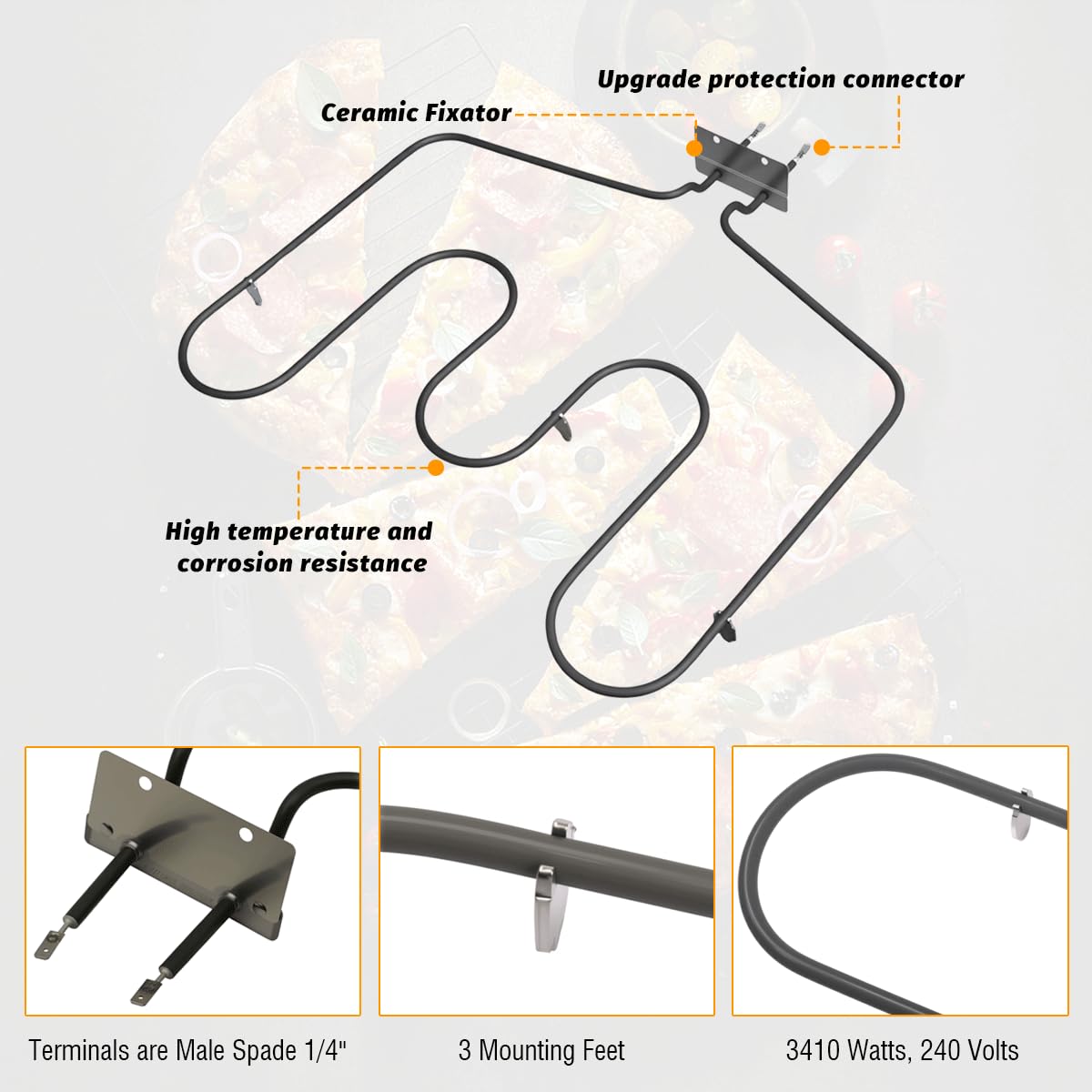 WB44T10018 Oven Bake Element for GE Range Oven Stove, 3410W 240V, Replacement Part WB44T10025 Lower Bake Heating Unit Element for General Electric Hotpoin RC Kenmore AP2031003 PS249293