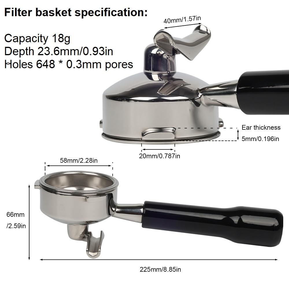 CAPFEI 58mm Portafilter 3 Ears with Double Spout Compatible with Temp IQ/Casabrews 5700Gense and Other 58mm Portafilter with Three Prongs Thickness 4.9mm