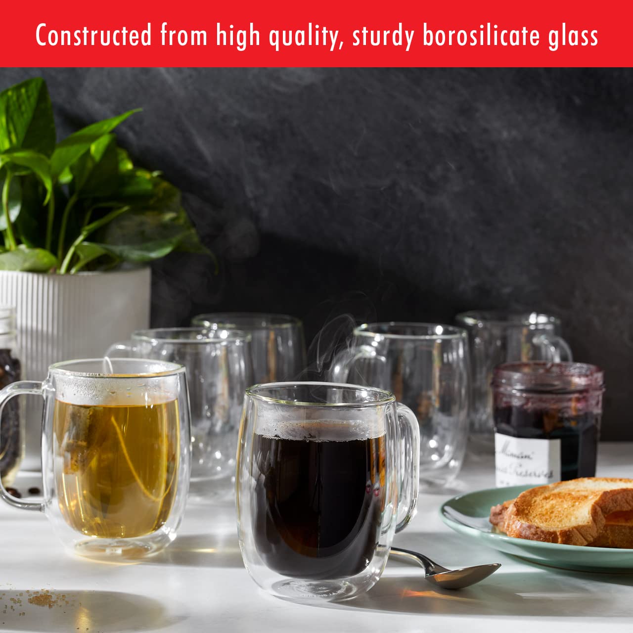 ZWILLING Sorrento Plus 2-pc Double-Wall Glass Coffee Mug Set, 12-oz, 355ml, Clear