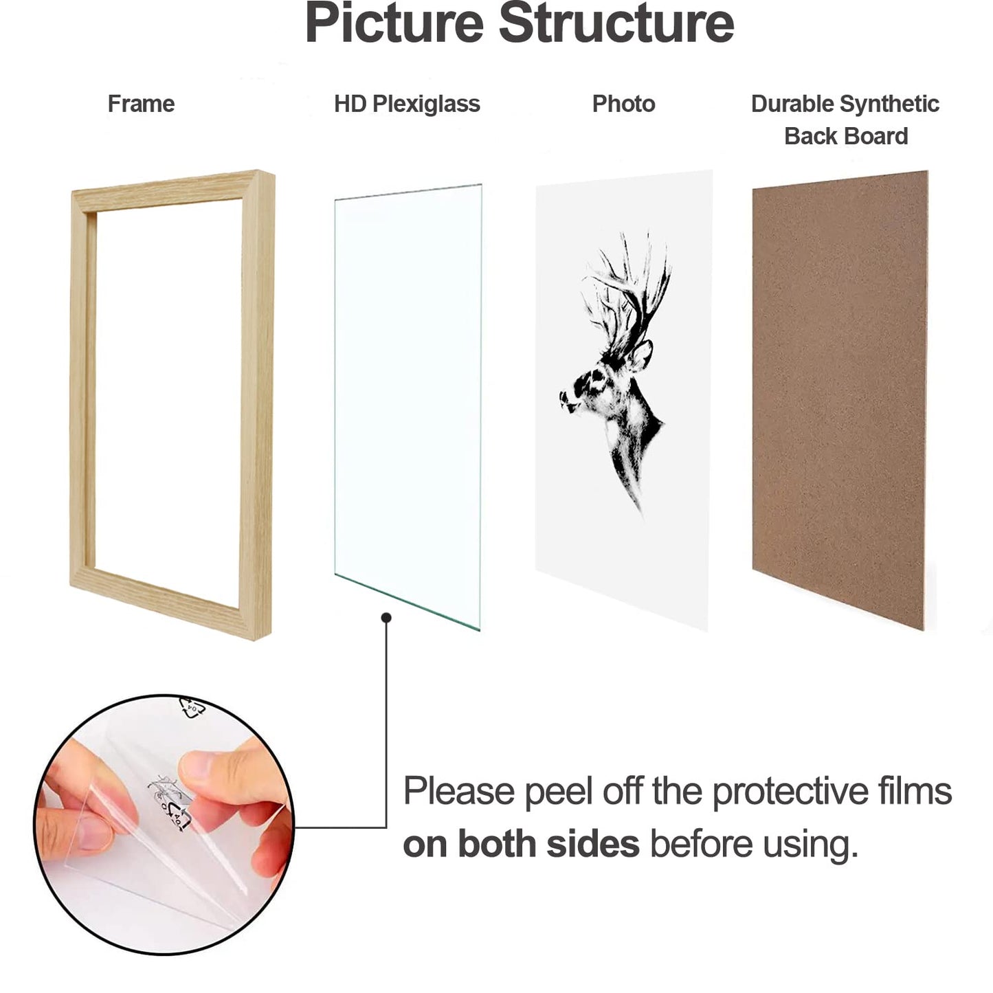 Yaetm 12x18 Frame Set of 4, Natural Solid Oak Wood Picture Frame 12 x 18 for Photos, Posters & Art Prints, Horizontal and Vertical Wall Mount (4 pack, Oak)