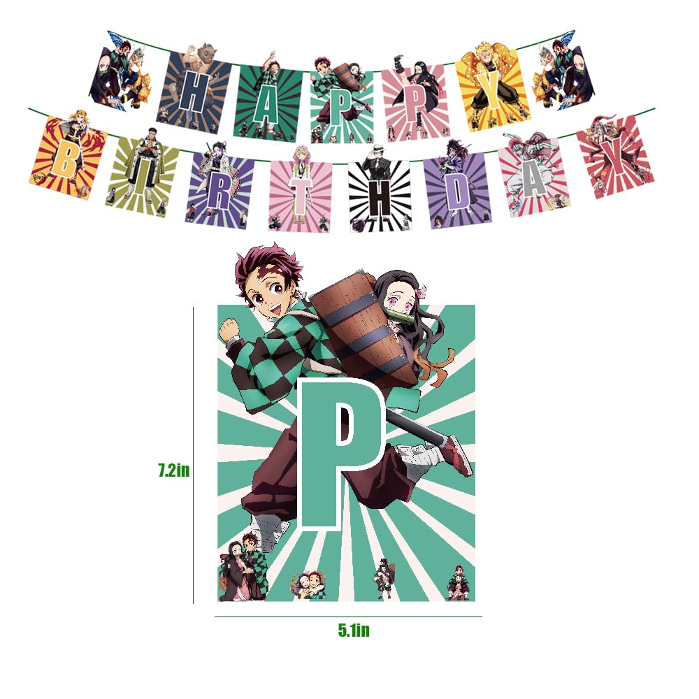 demon birthday party decorations，Anime theme party supplies,Including banners, balloons, tablecloths, dinner plates, etc.