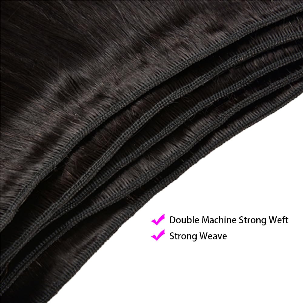 12A Straight Bundles Long Human Hair Bundles Brazilian Virgin Straight Weave 4 Bundles Natural Black Human Hair Bundles Deals Remy Human Hair Extensions for Black Women (22 24 26 28 Inch)