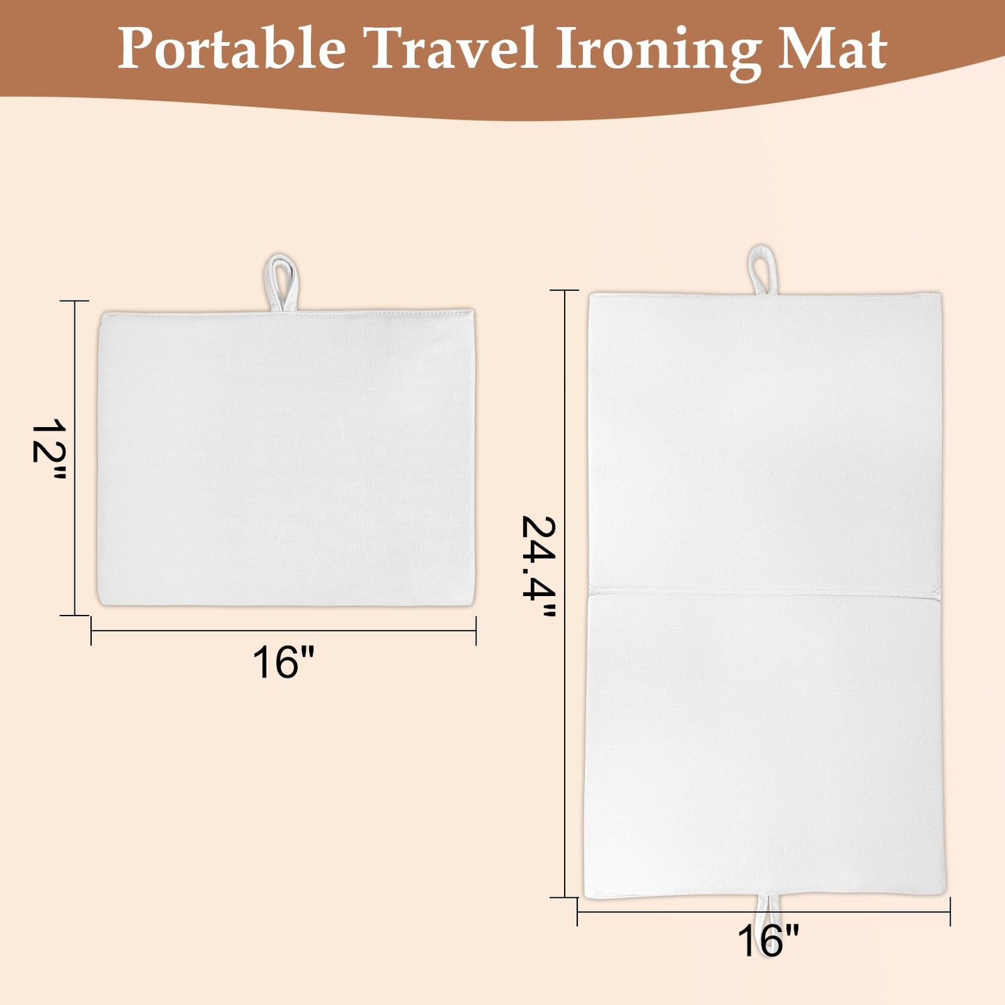 MTZRFLL 24" x 16" Ironing Mat Foldable, Portable Small Thickened Heat Resistant Cotton Wood Mini Ironing Pad Board for Table Top, Washer, Bed, Dorm, Travel, Countertop, Tabletop, Double Sided Use